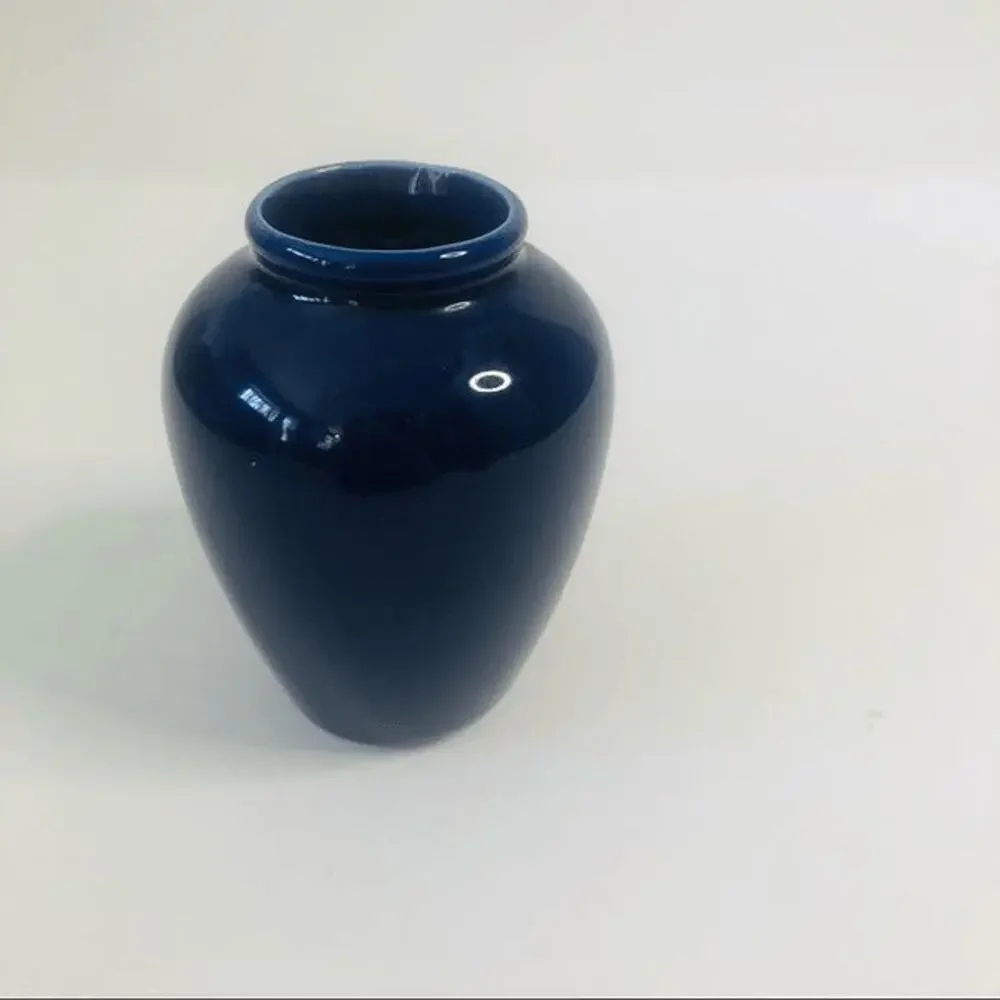 Vintage Cobalt Blue Peacock Bud Vase‎ Gold Floral Ceramic Small Decorative 3 IN
